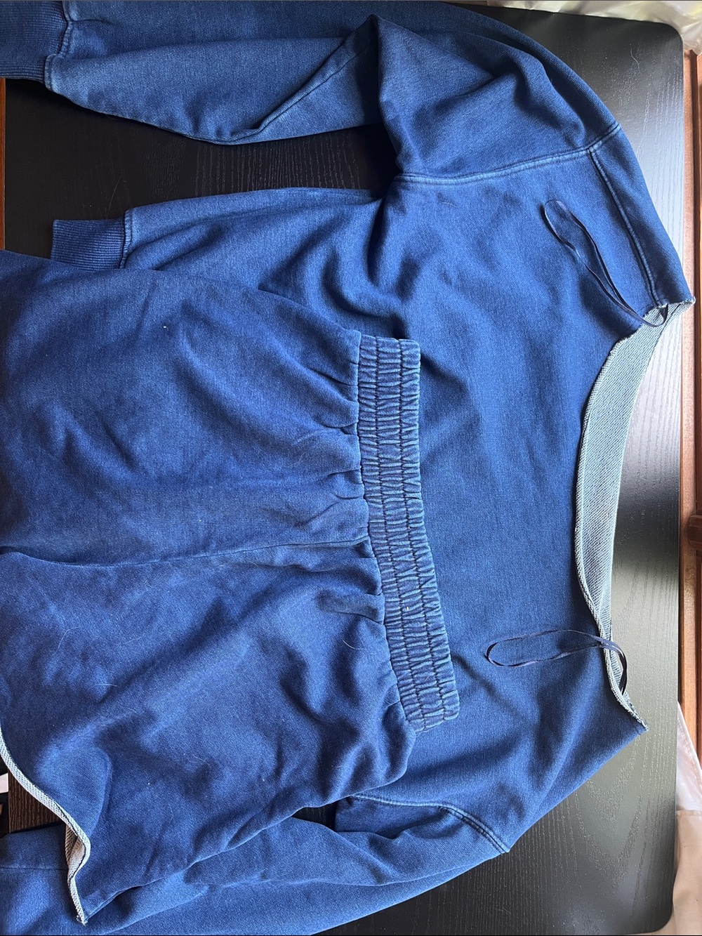 Fabletics Navy Off‑the‑Shoulder and Shorts Matching Set